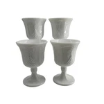 Vintage White Grape Pattern Pedestal Goblets Set Of 4 Cottage Decor Holiday. Fixed Price $24.99.