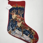 Sferra Reindeer Christmas Stocking Needlepoint Handmade Red Velvet Backing New. Fixed Price $145.00.