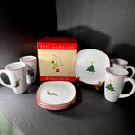 Fitz And Floyd Essentials "merry Christmas" 8 Pc Mugs & Snack Plates Set In Box. Fixed Price $31.89.