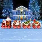Christmas Decorations Gingerbread Reindeer Train Yard Signs Stakes Gift 4 Pcs. Fixed Price $27.84.
