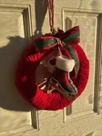 Winter Ice Skating Red Plaid Hand Crafted 12 Inch Front Wreath Indoor Decor. Fixed Price $50.00.