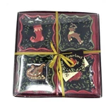 Manual Woodworkers Weavers Ceramic Mini Plate Set 4 Christmas Ashtray Trinket. Fixed Price $14.00.