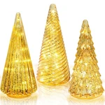 Yiya 3PCS Gold Glass Christmas Tree Home Decor Tabletop .... Fixed Price $75.88.