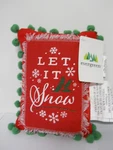 Evergreen "let Snow" Mini Throw Pillow Decor Pom-poms 7.5" X 6" Christmas. Fixed Price $14.95.