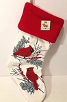 Red Cardinals Tree Branch Xmas Holiday 20" Stocking By Dei Loop Embroidery New. Fixed Price $27.88.