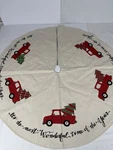 Primitives By Kathy Red Truck Christmas Tree Skirt Farmhouse Holiday Decor. Fixed Price $22.00.
