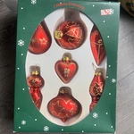 7 Glass Ornaments Christmas Holiday 2001 Mervyns Hand Decorated Red Gold. Fixed Price $14.89.