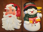 Mcm Santa Face And Snowman Wall Hanging Christmas Decoration Holiday Gift. Fixed Price $19.99.