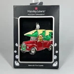 Harvey Lewis Dog Red Pickup Truck Ornament With Fine Crystals - New. Fixed Price $14.99.
