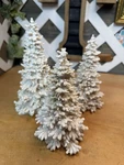 Christmas Decor Ivory Glitter Pine Tree SET-3 Resin Figurine 7 8.5 No Box. Fixed Price $22.50.
