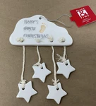 Baby's First Christmas Ceramic Ornament W/stars Hanging From Cloud 4 X 6. Fixed Price $10.95.