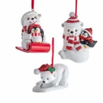 Kurt Adler Set Of 3 Polar Bear W/fish & Penguin Resin Christmas Ornaments H5604. Fixed Price $28.88.