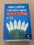 Merry Brite 70 Count Led Mini Style Christmas Lights Warm White Green Wire. Fixed Price $7.50.