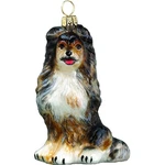 Joy To The World Blue Merle Sheepdog Polish Glass Christmas Ornament. Fixed Price $59.98.