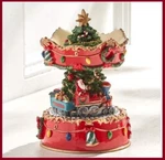 6.5" Animated Musical Santa Train Carousel Wind Up Christmas New Raz 4471350. Fixed Price $42.95.