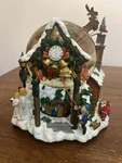 Animated Musical Christmas Snow Globe Santa Sleigh Reindeer Holiday Village Larg. Fixed Price $69.99.