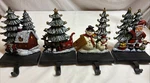 Set Of 4 Lulu Cast Iron Decorative Christmas Stocking Holders Sleigh Santa. Fixed Price $99.26.