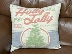 Primitives By Kathy Flour Sack Pillow Christmas Holly Jolly Tree Farmhouse Euc. Fixed Price $19.99.