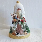Ino Schaller Hand Made Paper Mache Santa W/gifts Fox Fawn Flocked Xmas Trees 12". Fixed Price $349.00.