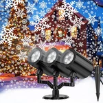 Christmas Snowflake Projector Lights Outdoor 360 Rotating Three Head, White. Fixed Price $49.87.