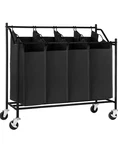 Songmics Heavy-duty 4-BAG Rolling Laundry Sorter Storage Cart With Wheels Black. Fixed Price $34.99.