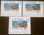"santas' Reindeer Roundup", (3) Leanin' Tree Christmas Cards, With Envelopes. Fixed Price $14.00.