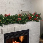 ** New Christmas Garland W/ Red Berries Pine Cones 50 Led Lights 9' Foot. Fixed Price $17.49.