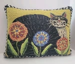 Peking Handicraft Penny Flower Cat Wool Hooked Lumbar Pillow. Fixed Price $29.33.