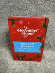 December Home 100 Led Red Christmas Lights-green Wire 24.9FT-INDOOR/OUTDOOR-NEW. Fixed Price $14.99.