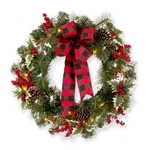 Glitzhome Christmas Artificial Wreath With Berry Pinecone For Front Door And .... Fixed Price $26.52.