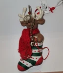 Kurt Adler Stocking Hand Crafted Christmas Ornament W/ Tags Reindeer. Fixed Price $29.99.