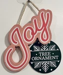 Christmas Hanging Wood Ornament Joy Pink Holiday 6" X 3.5" Small Nwt. Fixed Price $8.99.