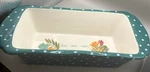 Pioneer Woman Green W/white Polka Dots Ceramic Loaf Pan "live-love-bake". Fixed Price $13.99.
