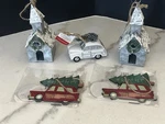 Tin Church Ornament Silver Metal Galvanized 5" Christmas Rustic White Car Extras. Fixed Price $23.00.
