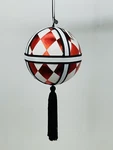 Allstate Floral 6 Harlequin Pattern Ball Ornament With Bell Red White New. Fixed Price $8.58.