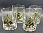 Vtg Christmas By Carlton Sabin Low Ball Juice Glasses Holiday Tree Set 4 Barware. Fixed Price $27.97.