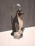 5" King Emperor & Baby Penguin Ice Glass Glitter Vtg. Christmas Ornament. Fixed Price $8.99.