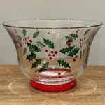 Set Of 2 Gorham Crystal Handpainted Christmas Candy Dish Festive Holly New. Fixed Price $20.30.