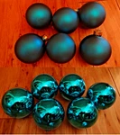 12 Handblown Aqua Turquoise Glass Christmas Ornaments Satin & Shiny Balls. Fixed Price $39.99.