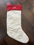 Nwt Pottery Barn Classic Large Red & Ivory Velvet Christmas Stocking Mono Jill. Fixed Price $19.75.