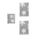 Winter Wonderland Ice Crystal Snowflake 1 Fingertip + 2 Hand Towels - Gray/white. Fixed Price $44.97.