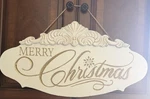 23"IN Merry Christmas Wall Art Decor Sign Distressed White W/ Gold Glitter. Fixed Price $19.99.