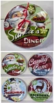Santa's Diner 6" Appetizers By Prima Design 4 Christmas Porcelain Plates New!. Fixed Price $22.99.