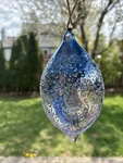 Holiday Lane Snow Daze Blue Irridescent Blown Glass 7"X3.5" Christmas Ornament. Fixed Price $12.00.
