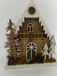 Creative Co-op Wood Chalet Led Lighted House Trees. Fixed Price $45.00.