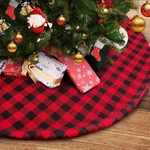 Christmas Tree Skirt 48 Inch Large, Double Layer Red And Black Plaid Buffalo. Fixed Price $13.03.