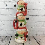 Stacked Snowman Tea Light Candle Holder Ceramic Retired Kirklands 14.5" Tall Joy. Fixed Price $29.95.