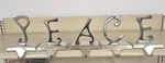 Pottery Barn Peace Stocking Holders Metal Letters Hangers Set Of 5 Silver Tone. Fixed Price $65.00.