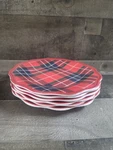 Christmas Salad Plates 8 In Scalloped Holiday Plaid. Fixed Price $26.85.