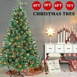 4/5/6/7FT Snow Christmas Tree Pinecones Flocked Xmas Holiday Bushy W/ Led Lights. Fixed Price $49.99.